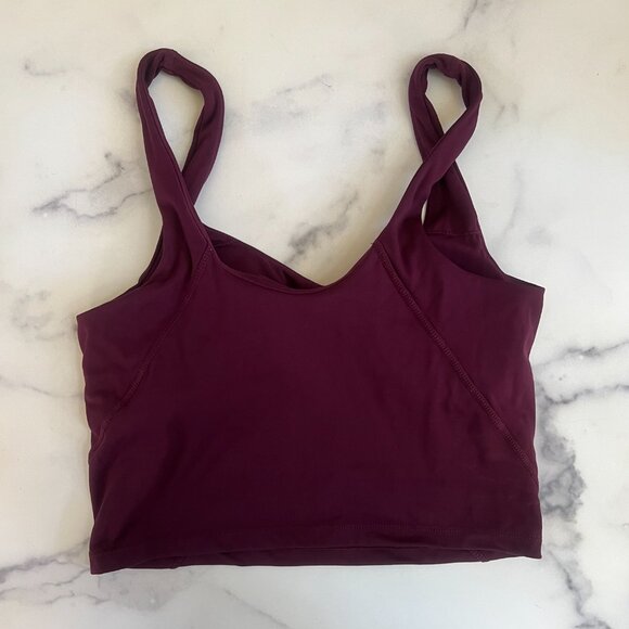 Quince Ultra-Form V-Neck Cropped Tank, Plum, Size S - Picture 3 of 6